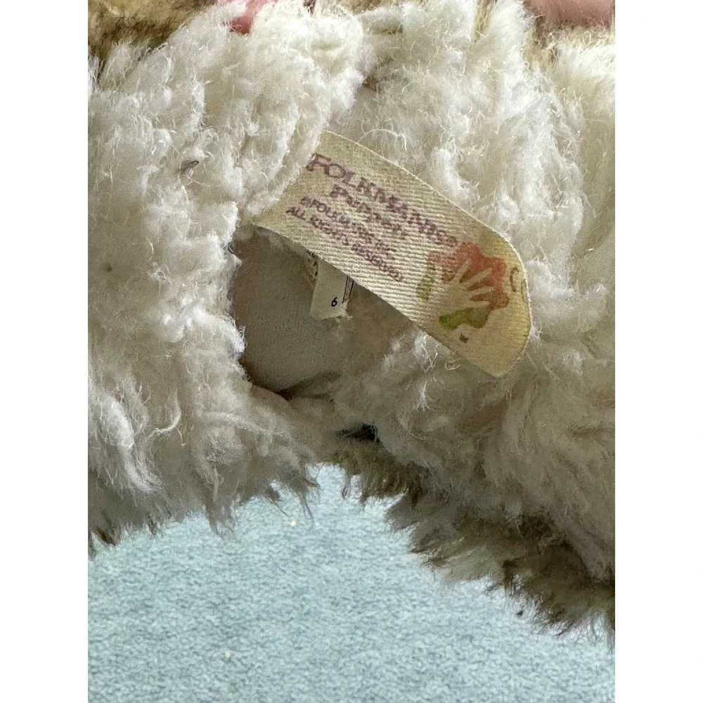 Folkmanis Wolf Plush Stuffed Animal Hand Puppet Blue Eyes Brown Cream Faux Fur